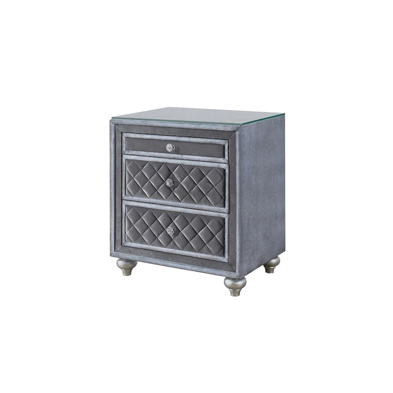 1pc Glam 3-Drawer Nightstand Velvet