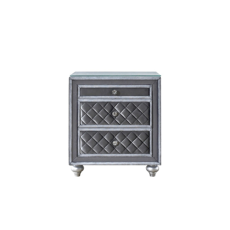 1pc Glam 3-Drawer Nightstand Velvet