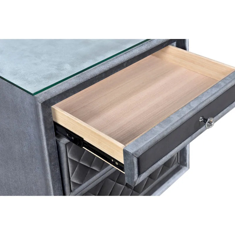 1pc Glam 3-Drawer Nightstand Velvet