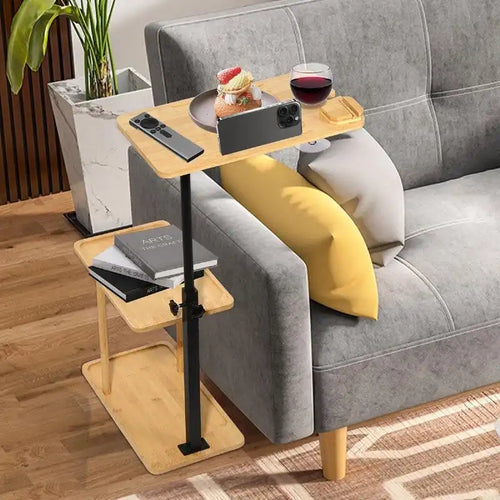 3 Layer C-Shaped End Table for Couch Arm - 35.5L x 15.7W x 76.5H