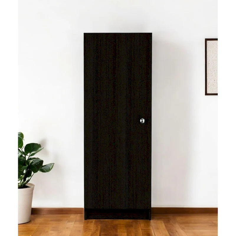 HomeRoots 47 Black Wood Pantry Or Storage Closet - 16.9' X '47.4' X '12.3