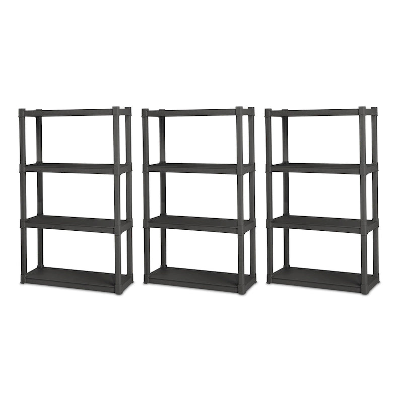 Sterilite Plastic Shelf Storage Organizing Unit with 4 Shelves, Gray, 3 Pack - 3-Pack