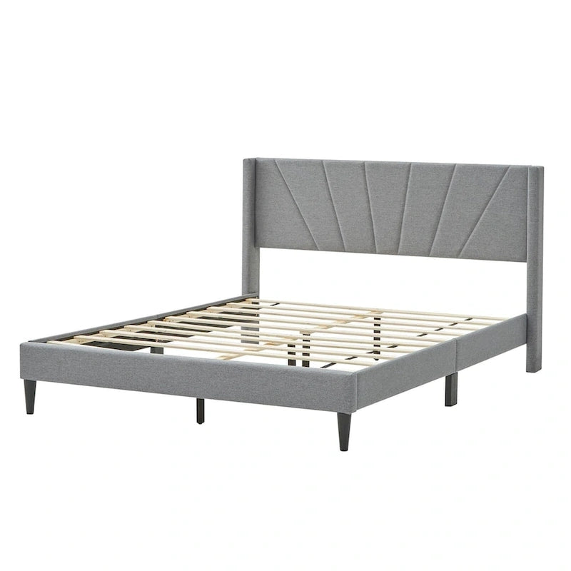 Costway Queen/Twin Bed Frame Modern Platform Bed with Linen