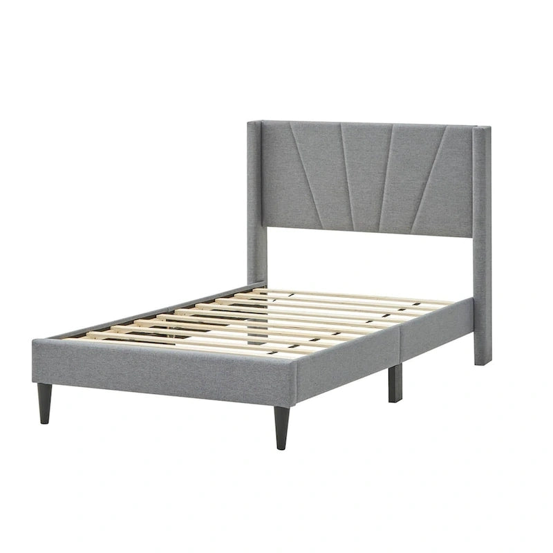 Costway Queen/Twin Bed Frame Modern Platform Bed with Linen