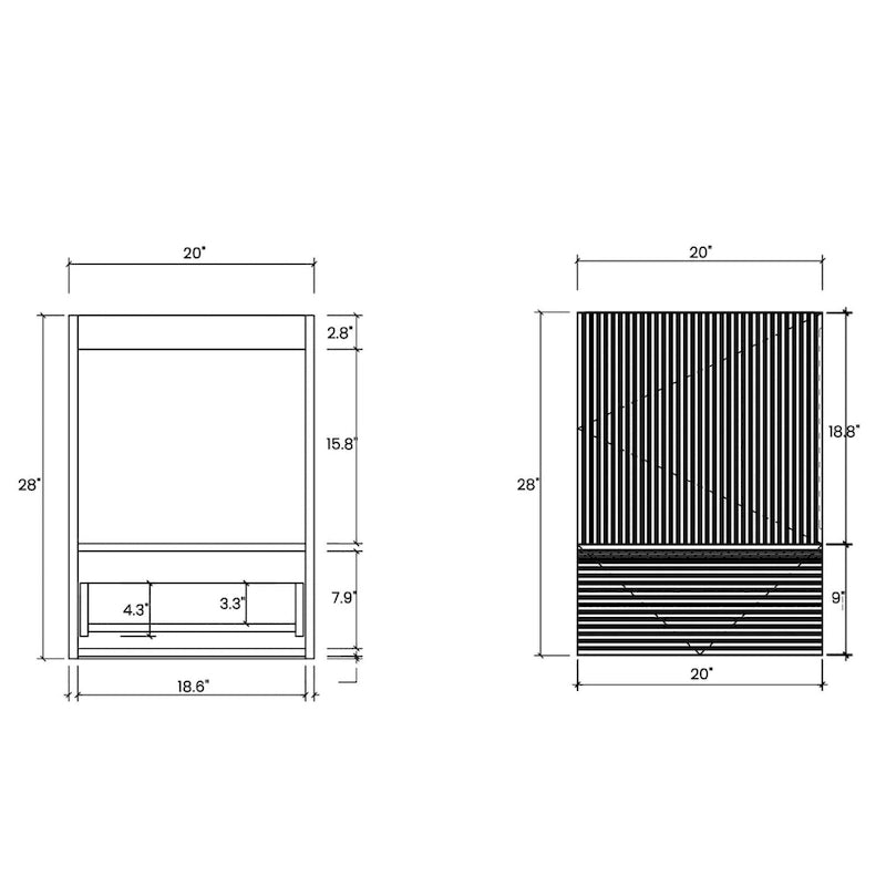 Single Sink Bathroom Vanity, Modern Grille-patterned Freestanding Vanity With Hidden Handle, Wood Bathroom Cabinet