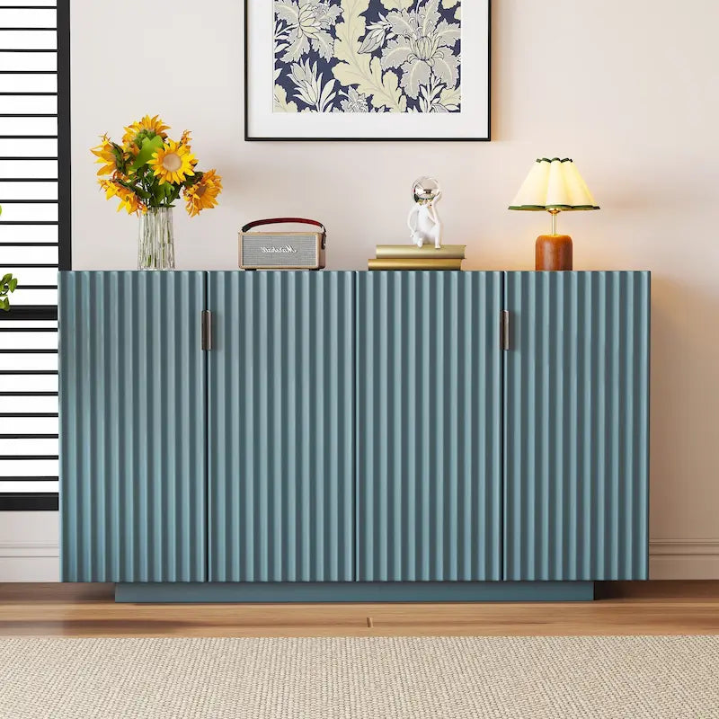 4 Fluted Doors Sideboard Cabinet with Adjustable Shelves
