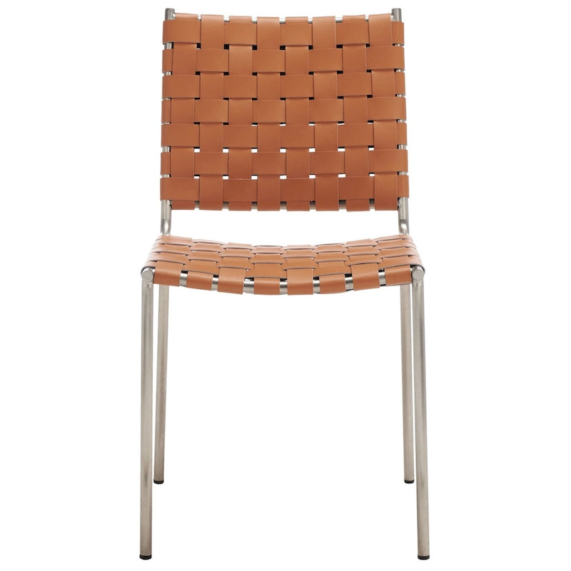 SAFAVIEH Marvel Woven Leather Dining Chair (Set of 2) - 17 W x 20.5 L x 33.8 H - 17Wx21Dx34H