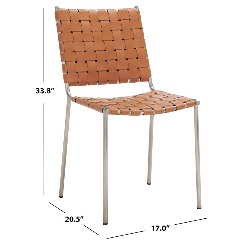 SAFAVIEH Marvel Woven Leather Dining Chair (Set of 2) - 17 W x 20.5 L x 33.8 H - 17Wx21Dx34H