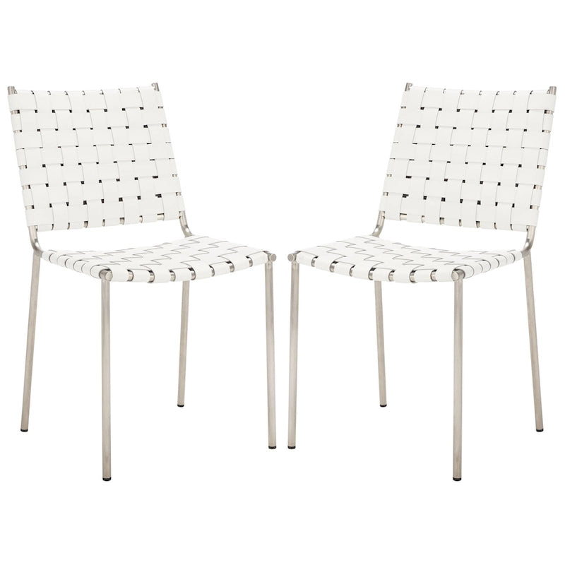 SAFAVIEH Marvel Woven Leather Dining Chair (Set of 2) - 17 W x 20.5 L x 33.8 H - 17Wx21Dx34H