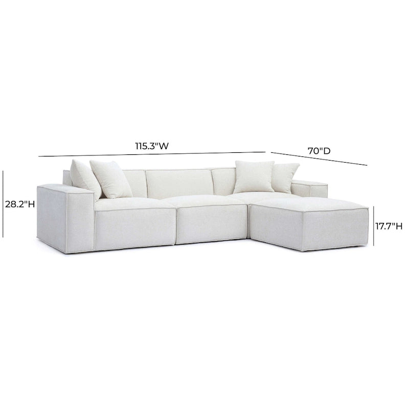 Mindy Chenille Basketweave Modular Sectional - 115.3W x 70D x 28.2H