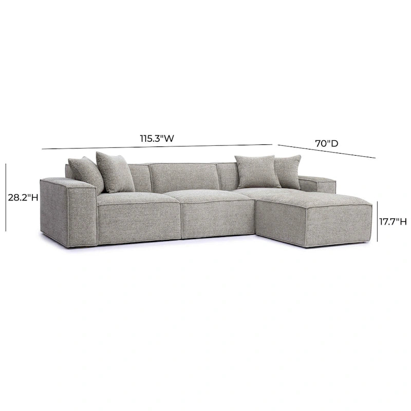 Mindy Chenille Basketweave Modular Sectional - 115.3W x 70D x 28.2H