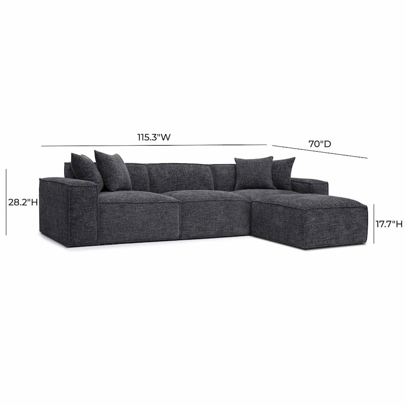 Mindy Chenille Basketweave Modular Sectional - 115.3W x 70D x 28.2H
