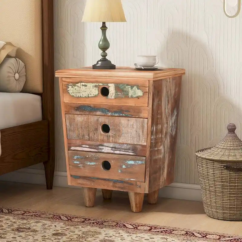 End Table Recycled Wood Nightstand