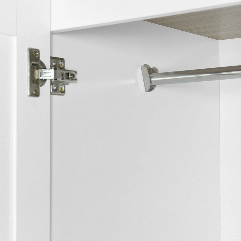 Four-Door Wardrobe Armoire With Two Drawers - 60.6L x 20.8W x 68.5H