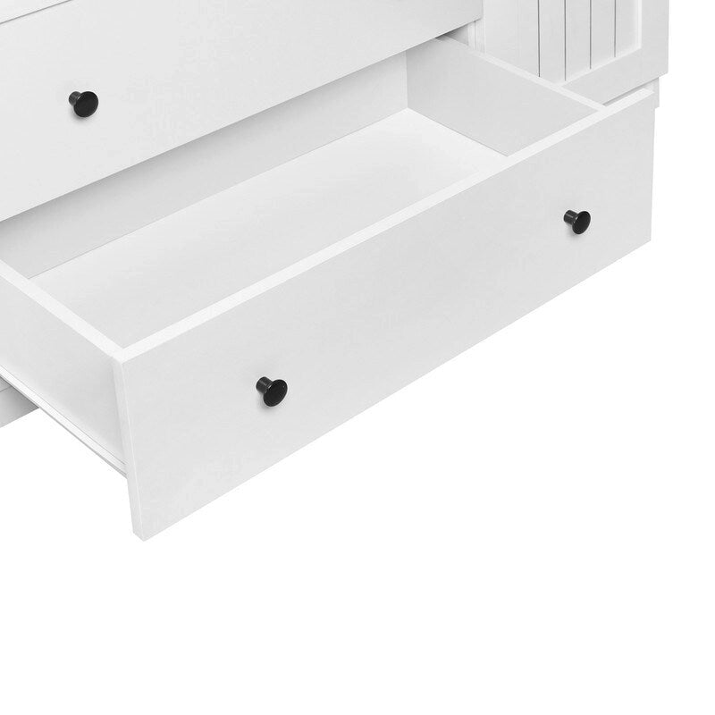 Four-Door Wardrobe Armoire With Two Drawers - 60.6L x 20.8W x 68.5H