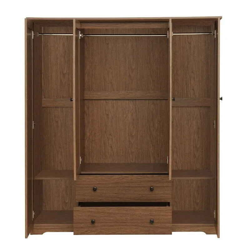Four-Door Wardrobe Armoire With Two Drawers - 60.6L x 20.8W x 68.5H