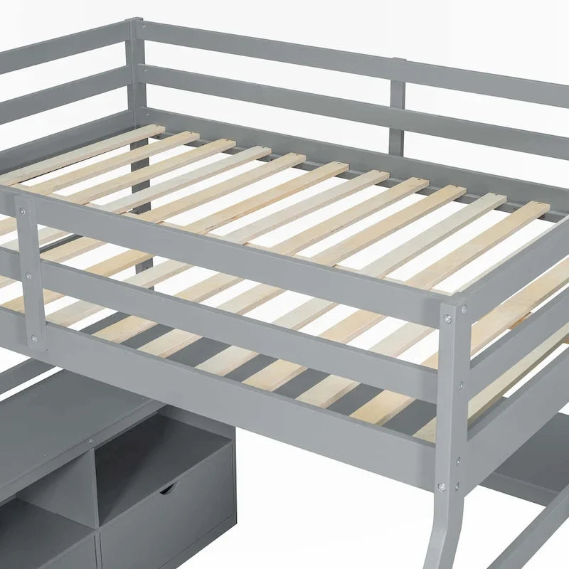 Full Size Loft Bed with Drawers and Desk