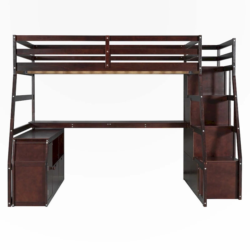 Full Size Loft Bed with Drawers and Desk