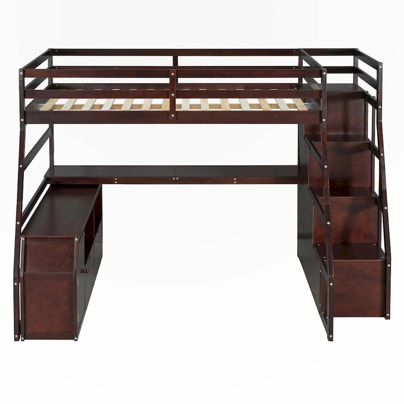 Full Size Loft Bed with Drawers and Desk