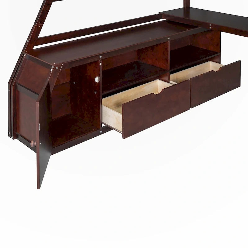 Full Size Loft Bed with Drawers and Desk