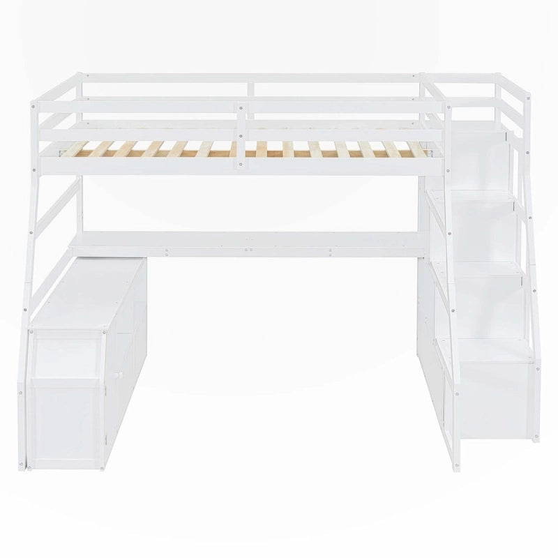 Full Size Loft Bed with Drawers and Desk