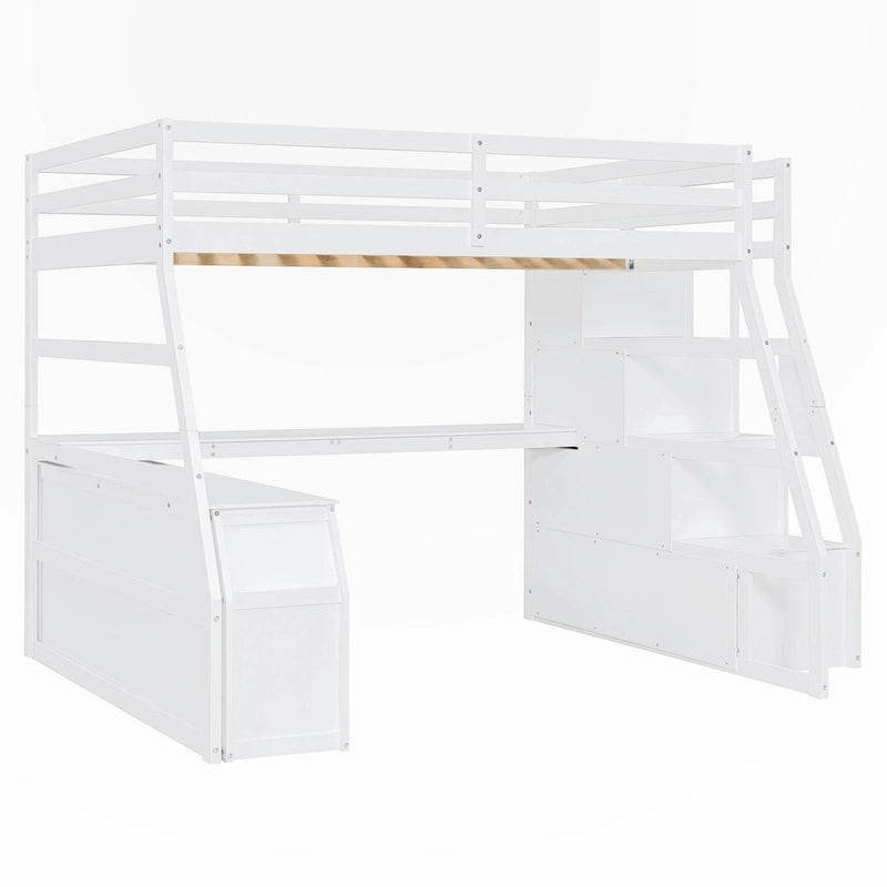 Full Size Loft Bed with Drawers and Desk