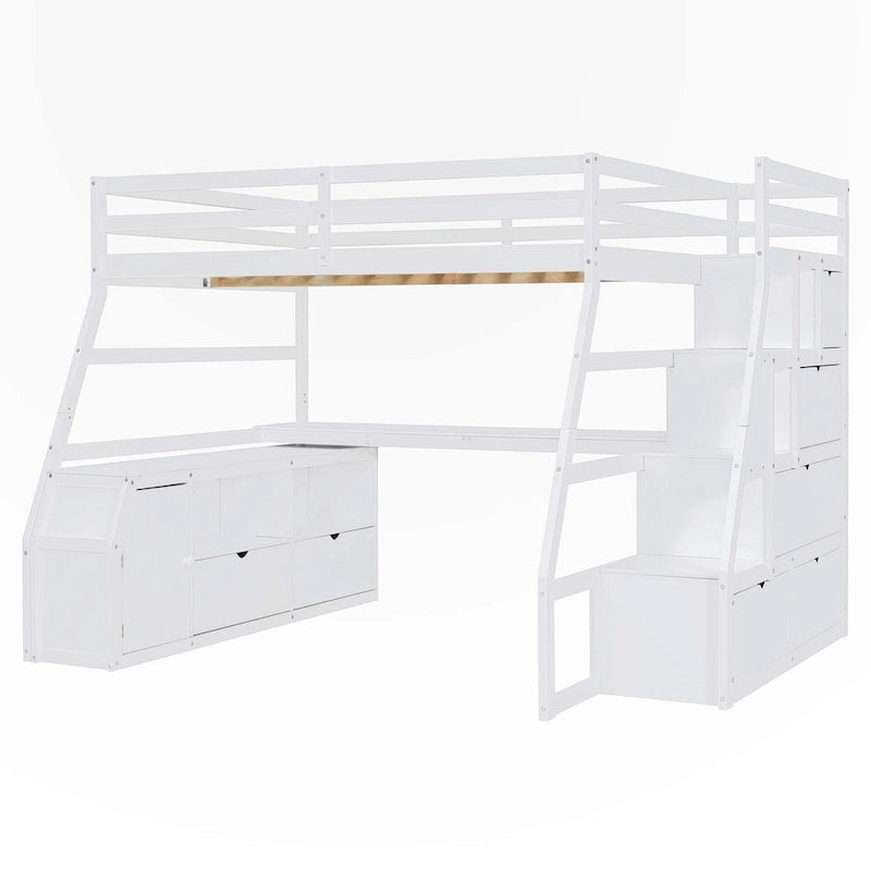 Full Size Loft Bed with Drawers and Desk