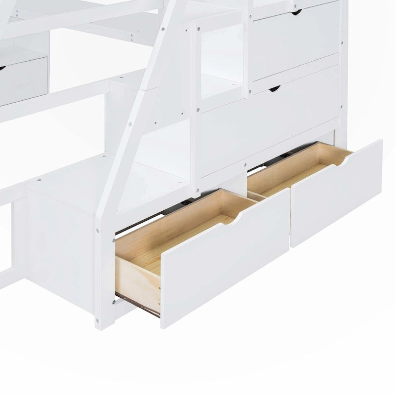 Full Size Loft Bed with Drawers and Desk