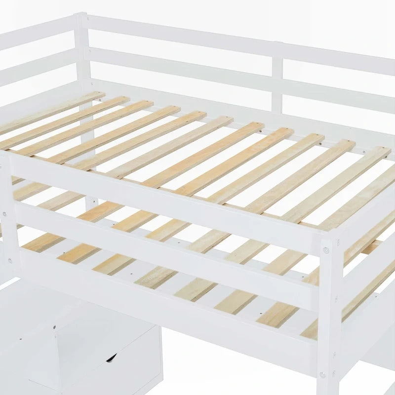 Full Size Loft Bed with Drawers and Desk