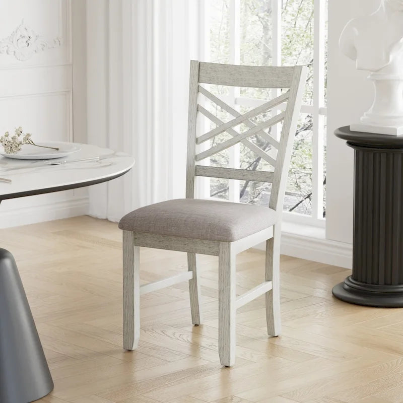 VECELO Dining Chairs Set of 2/4/6, Solid Wood Dining Chairs with Linen Fabric Seating
