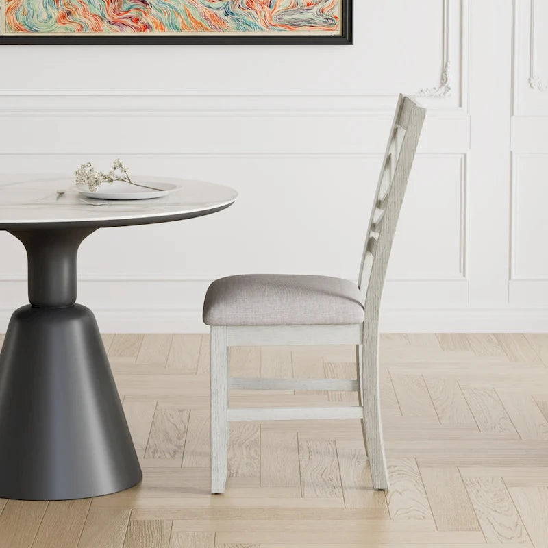 VECELO Dining Chairs Set of 2/4/6, Solid Wood Dining Chairs with Linen Fabric Seating