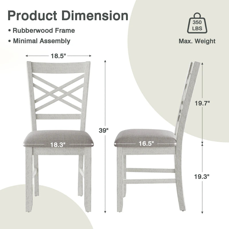 VECELO Dining Chairs Set of 2/4/6, Solid Wood Dining Chairs with Linen Fabric Seating