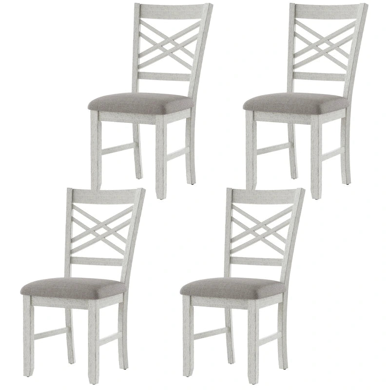 VECELO Dining Chairs Set of 2/4/6, Solid Wood Dining Chairs with Linen Fabric Seating