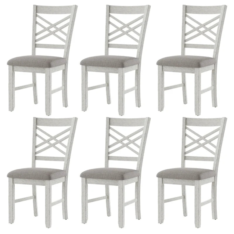 VECELO Dining Chairs Set of 2/4/6, Solid Wood Dining Chairs with Linen Fabric Seating