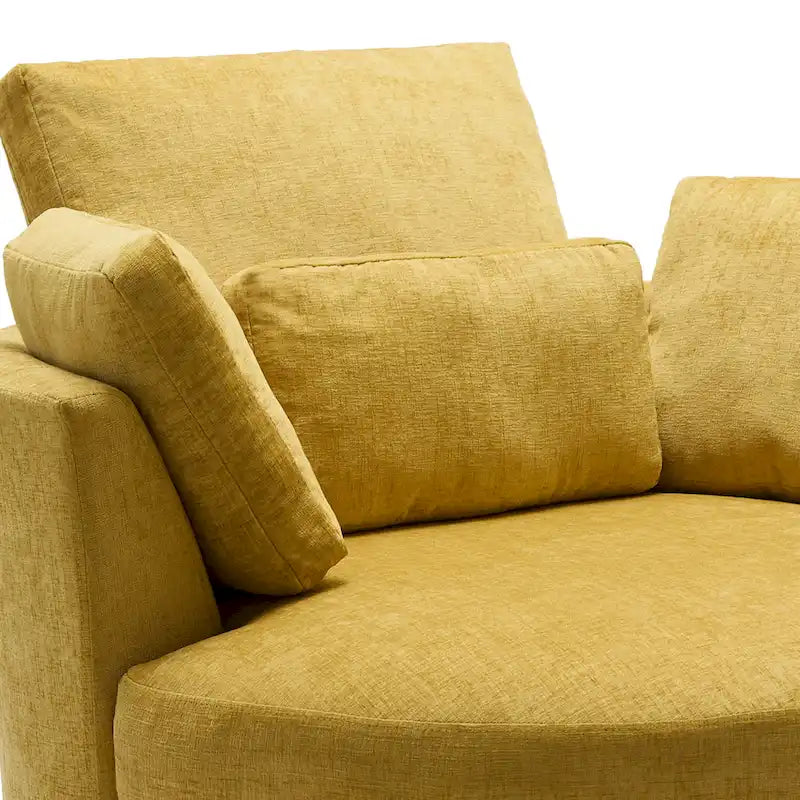Upholstered Swivel Barrel Armchair with Storage Ottoman (Set of 2)