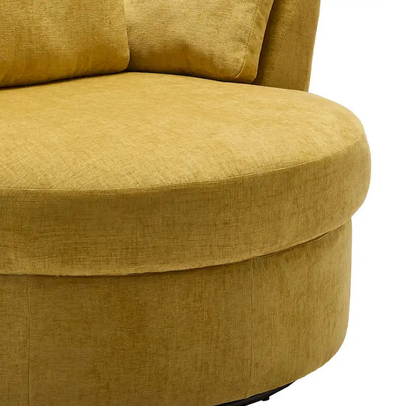 Upholstered Swivel Barrel Armchair with Storage Ottoman (Set of 2)