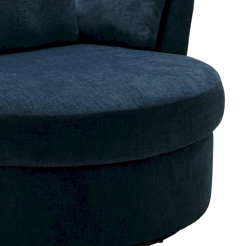 Upholstered Swivel Barrel Armchair with Storage Ottoman (Set of 2)