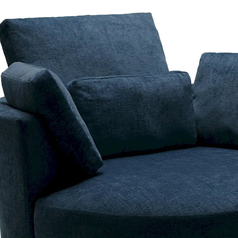 Upholstered Swivel Barrel Armchair with Storage Ottoman (Set of 2)