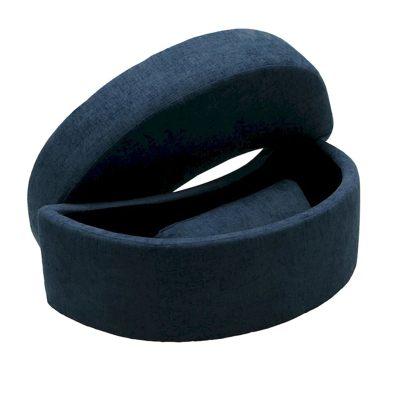 Upholstered Swivel Barrel Armchair with Storage Ottoman (Set of 2)
