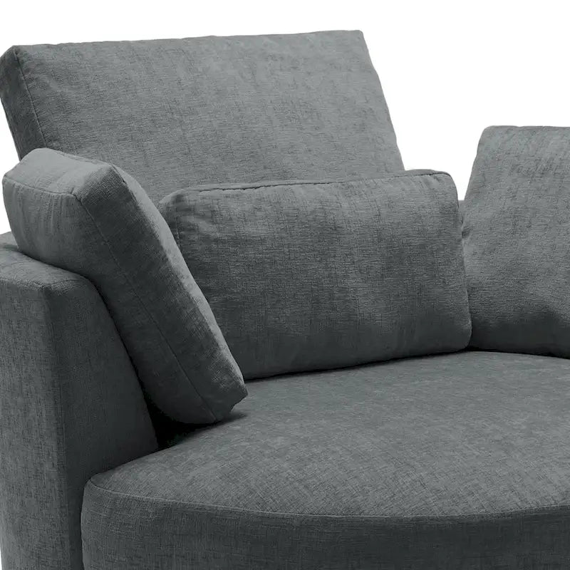 Upholstered Swivel Barrel Armchair with Storage Ottoman (Set of 2)