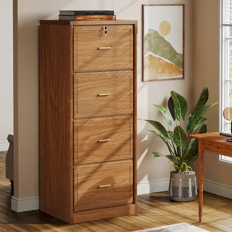 4-Drawer File Cabinet with Lock for A4/Letter/Legal Size Files