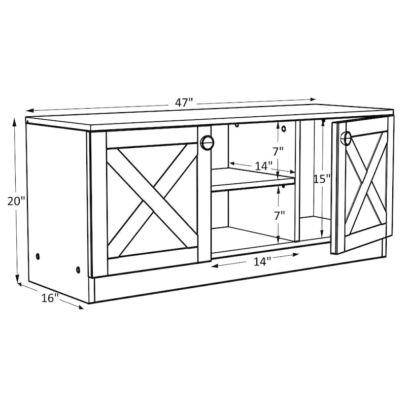 Conte Modern TV Stand with 2 Doors Storage Cabinets, Wood Finish, Living Room Entertainment Center