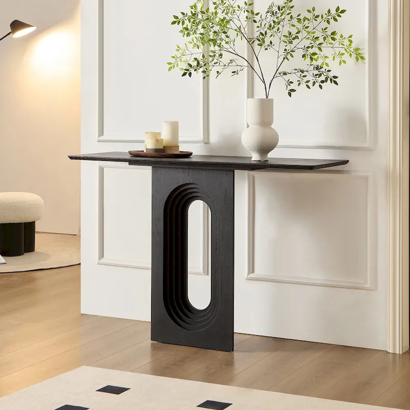 Modern Narrow Console Table with Unique Loopback Design