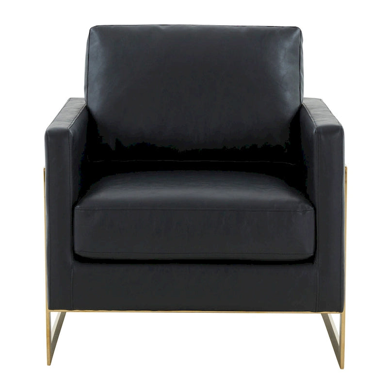 Lincoln Leather Accent Chair With Gold Frame Modern Single Seater Sofa for Living Room and Bedroom - 34