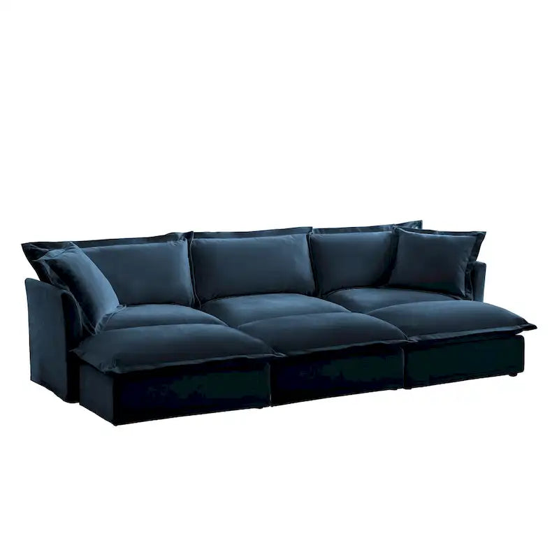 120 Chenille 3-Seater Sectional Sofa with 3 Ottomans