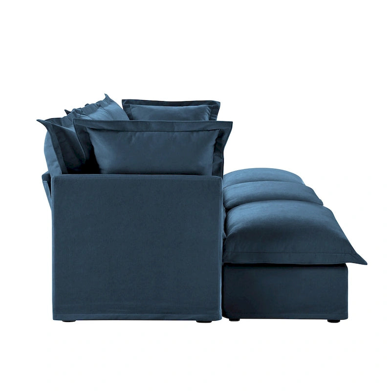 120 Chenille 3-Seater Sectional Sofa with 3 Ottomans