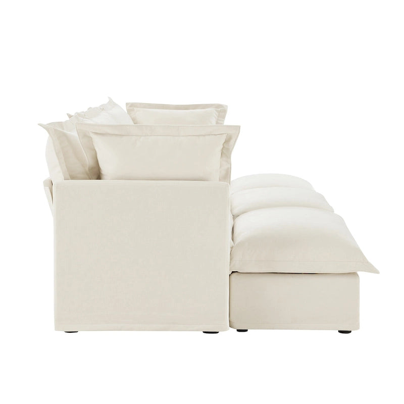 120 Chenille 3-Seater Sectional Sofa with 3 Ottomans