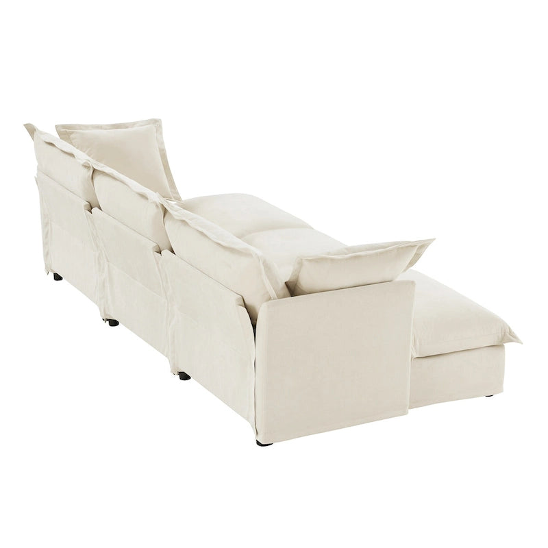 120 Chenille 3-Seater Sectional Sofa with 3 Ottomans