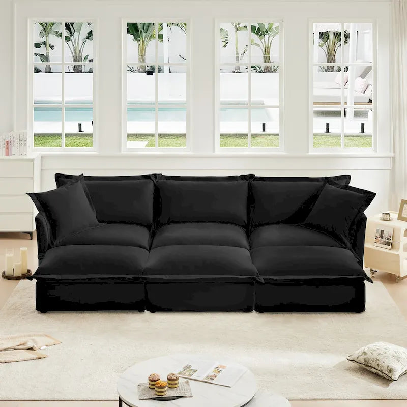 120 Chenille 3-Seater Sectional Sofa with 3 Ottomans