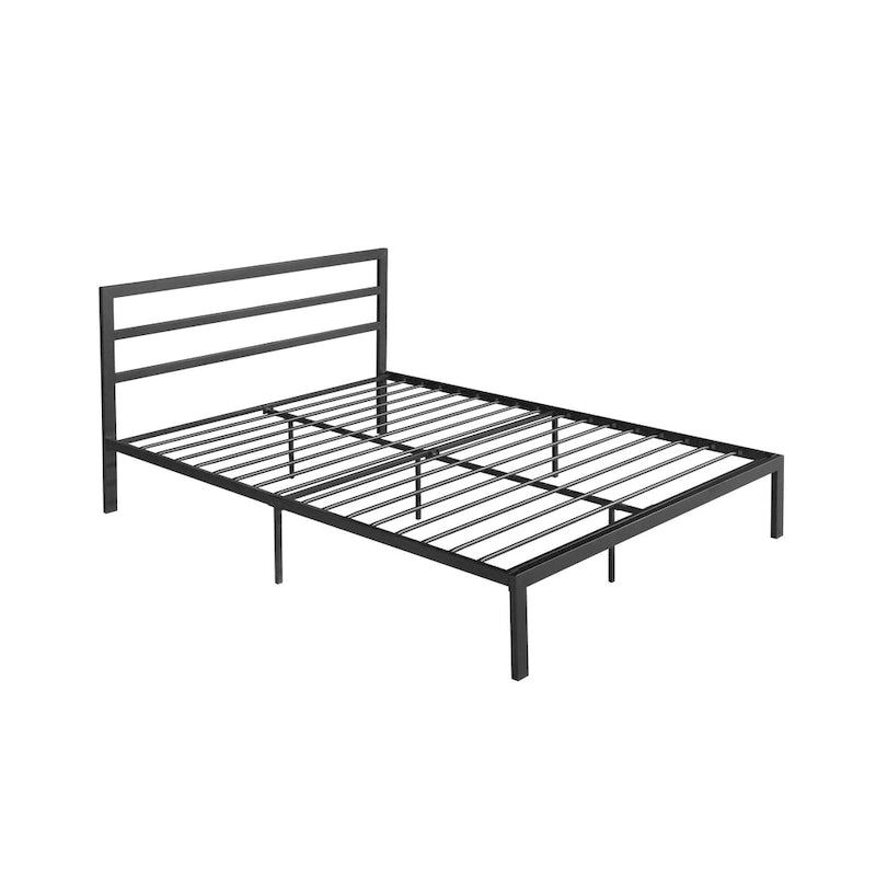 Modern Style Queen Size Strong Steel Metal Platform Bed with Headboard for Bedroom